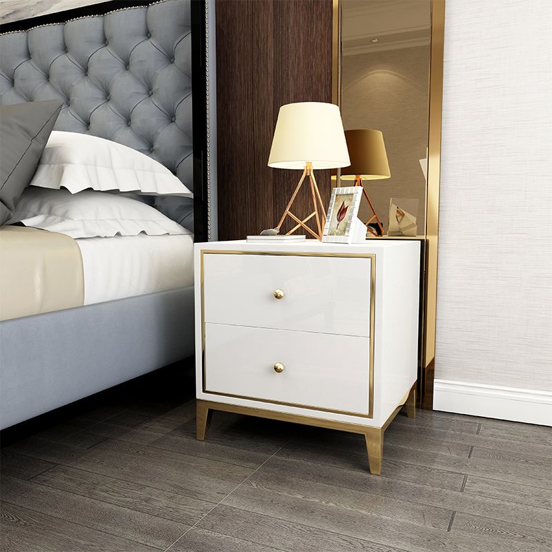Glass Accent Table Nightstand Contemporary Nightstand with 2 Drawers Clearhalo 'Bedroom Furniture' 'furn' 'furn_night_stand' 'Furniture' 'night_stand' 'Nightstands' 1200x1200_0e246fec-2da1-412e-9fc9-01c44ea44226