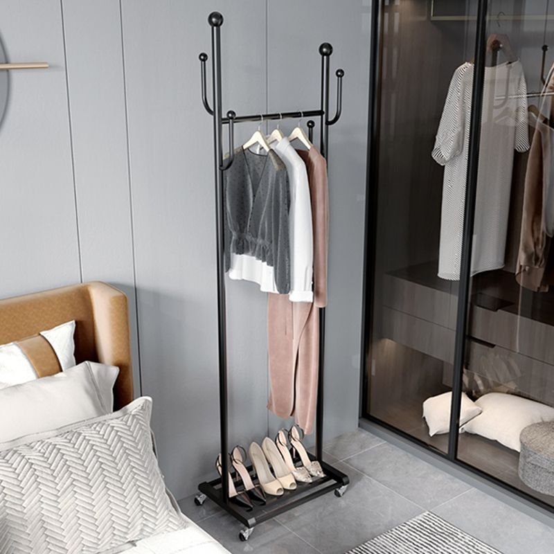 Modern Hall Stand Metal Hanging Rail Lower Shelf and Castors Entry Hall ...
