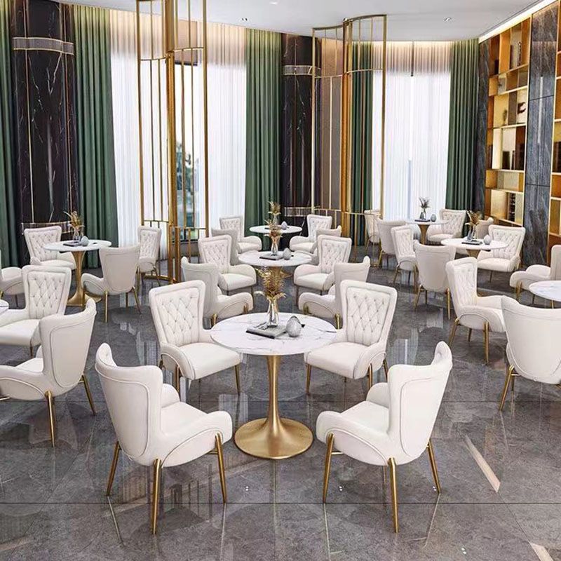 Glam PU Leather Dining Room Chairs Metal Dining Arm Chair for Home Use Clearhalo ' kitchen&dining_furn' 'Dining Chairs' 'Dining Tables & Seating' 'dining_chair' 'furn' 'furn_dining_chair' 'Furniture' 'furniture_dining_chair' 'Kitchen & Dining Furniture' 'kitchen' 1200x1200_0e260666-c446-4caf-ad52-000987261678