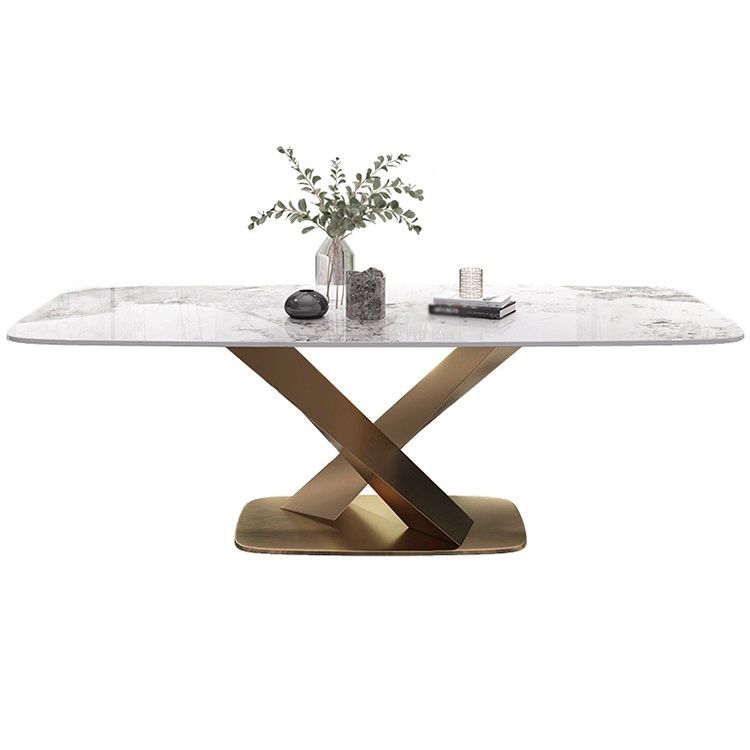 Stone Dining Table Traditional Luxury Dining Site Table with Stainless Steel Base Clearhalo ' dining_table' 'Dining Tables & Seating' 'Dining Tables' 'furn' 'furn_dining_table' 'Furniture' 'furniture_dining_table' 'Kitchen & Dining Furniture' 'kitchen&dining_furn' 'kitchen' 'kitchen_dining_table' 1200x1200_0e260cd5-7ccc-4914-86c4-f6192bc4dda9