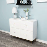 ウッド4-引き出しアクセントチェストモダン34.6インチ高さのシンプルな保管チェスト