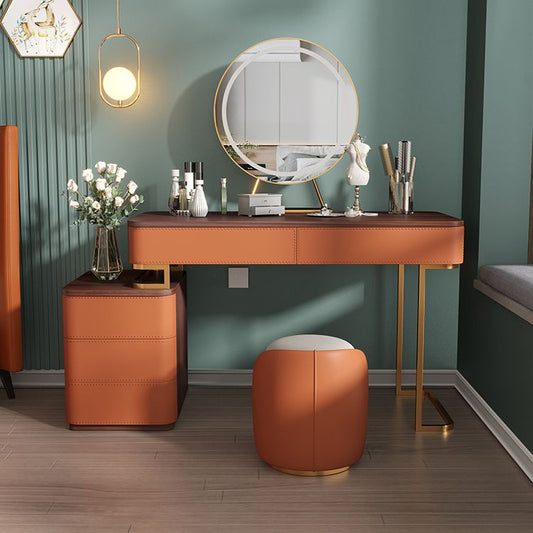 Tavolo da toeletta da 5,72 "tavolo da toeletta in legno a 5 cassetti con base d'oro