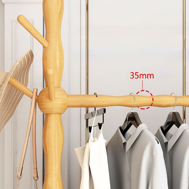 Contemporary Style Open Armoire Pine Wood Armoire with Clothing Rod