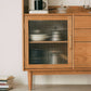 Server buffet in legno in stile glam Glass 3 porte 3 Server da pranzo del cassetto