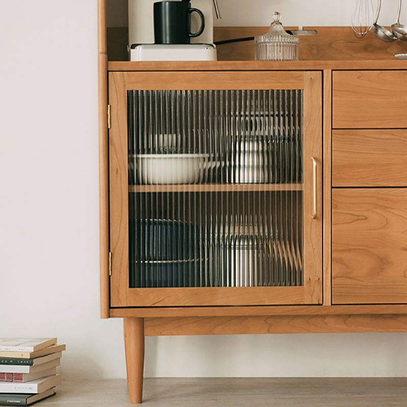 Server buffet in legno in stile glam Glass 3 porte 3 Server da pranzo del cassetto