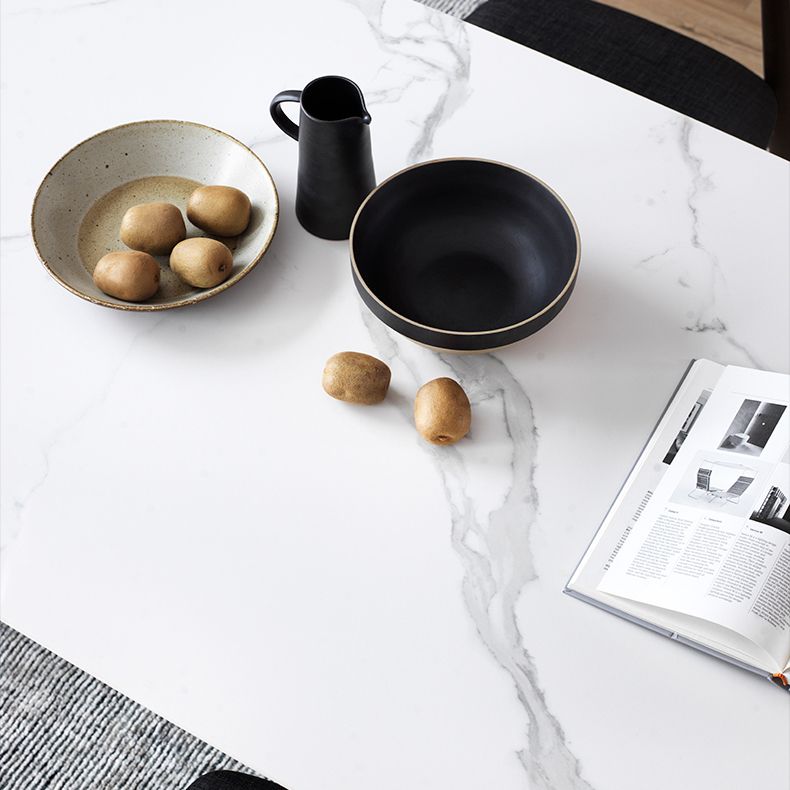 Solid Wood Mid-Century Modern Table Rectangle Sintered Stone Top Table with Trestle Clearhalo ' dining_table' 'Dining Tables & Seating' 'Dining Tables' 'furn' 'furn_dining_table' 'Furniture' 'furniture_dining_table' 'Kitchen & Dining Furniture' 'kitchen&dining_furn' 'kitchen' 'kitchen_dining_table' 1200x1200_0e28dc9d-05a2-4ae2-98d5-d347d4ec0845