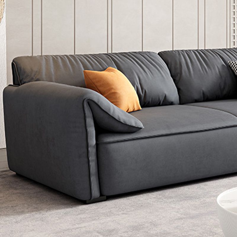 Rectangular Sofa with Pillow Back, Sponge Seat, Padded Pine Chair Legs Gray Frosted Cloth Clearhalo 'furn' 'furn_sofas' 'Furniture' 'furniture_sofas' 'kitchen' 'kitchen_sofas' 'Living Room Furniture' 'Sofa' 'sofas' 1200x1200_0e290806-806b-4f40-a2ef-227ce599bf0d