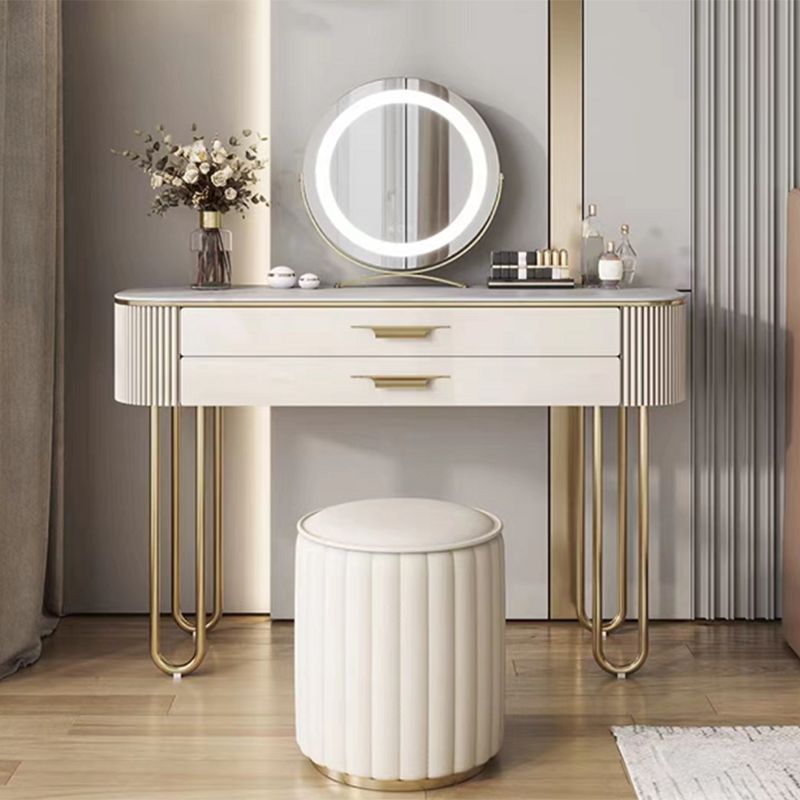 2つの引き出しメイクアップテーブルデスクスツールの女性のための虚栄心-17.72 "D