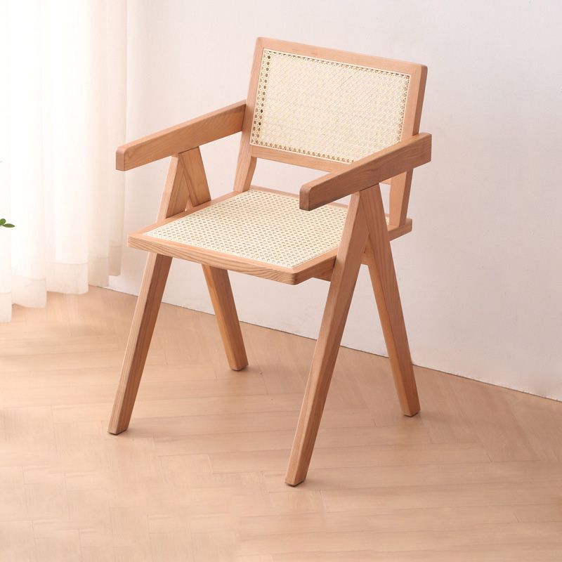 Solid Wood Kitchen Dining Chairs Contemporary Arm Chairs in Natural