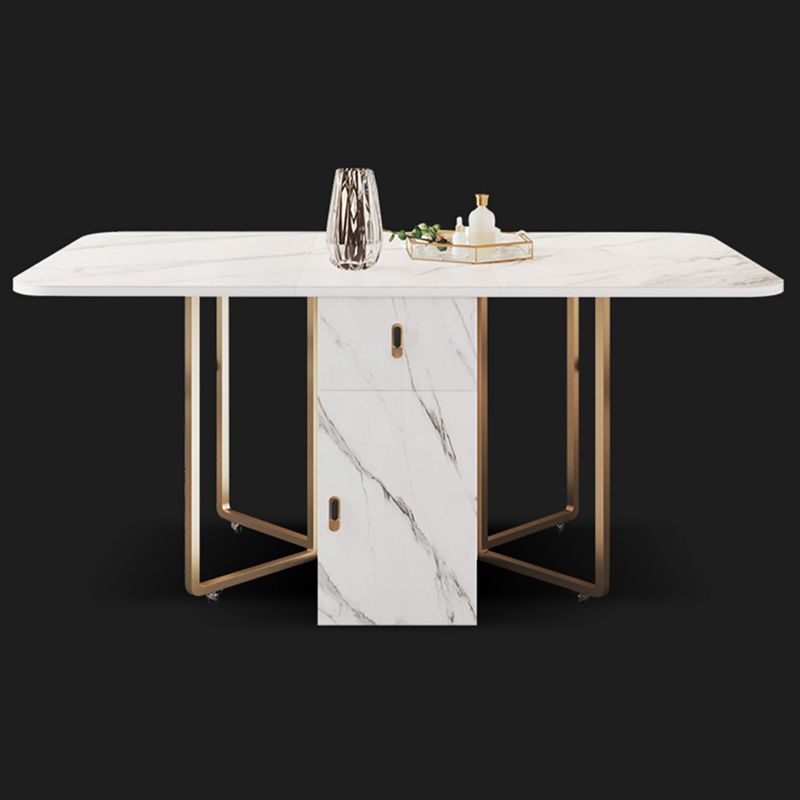 Modern Foldable Dining Room Set Standard Height with Gold Base Dining Furniture Clearhalo 'Dining Room Sets' 'Dining Tables & Seating' 'dining_room_set' 'furn' 'furn_dining_room_set' 'Furniture' 'furniture_dining_room_set' 'Kitchen & Dining Furniture' 'kitchen&dining_furn' 'kitchen' 1200x1200_0e2dff6f-9de7-4eb7-8d5d-d86f9cf0f7c6
