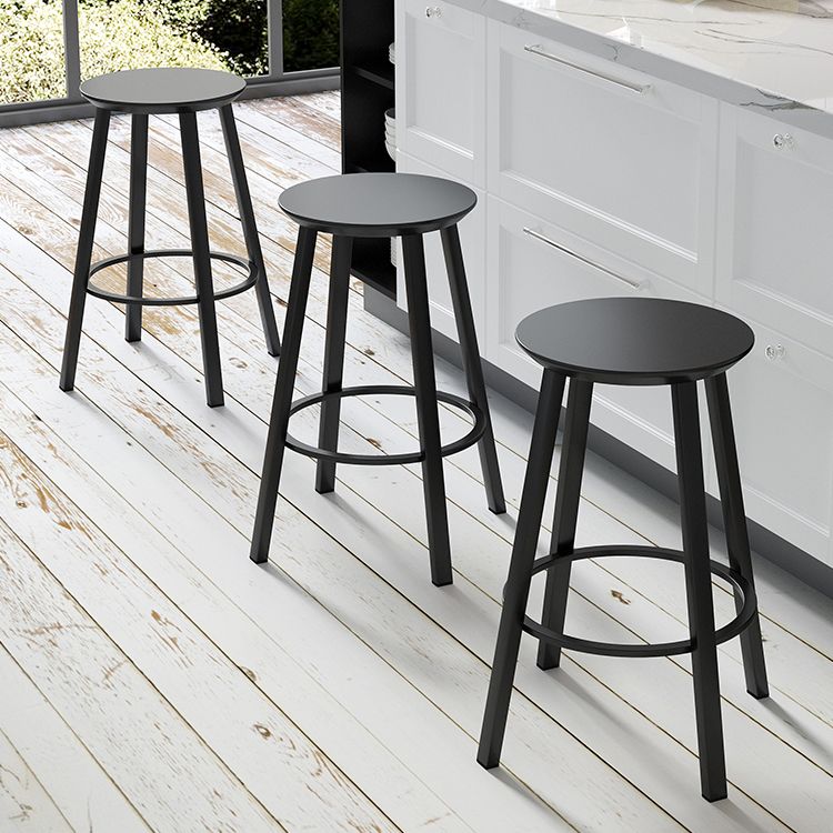Contemporary Footrest Backless Barstool Matte Finish Iron Stool Clearhalo 'Bar Furniture' 'Bar Stools' 'bar_stools' 'furn' 'furn_bar_stools' 'Furniture' 'furniture_bar_stools' 'Kitchen & Dining Furniture' 1200x1200_0e2f1f3e-8d49-4371-b7cf-f0448fe02c3c