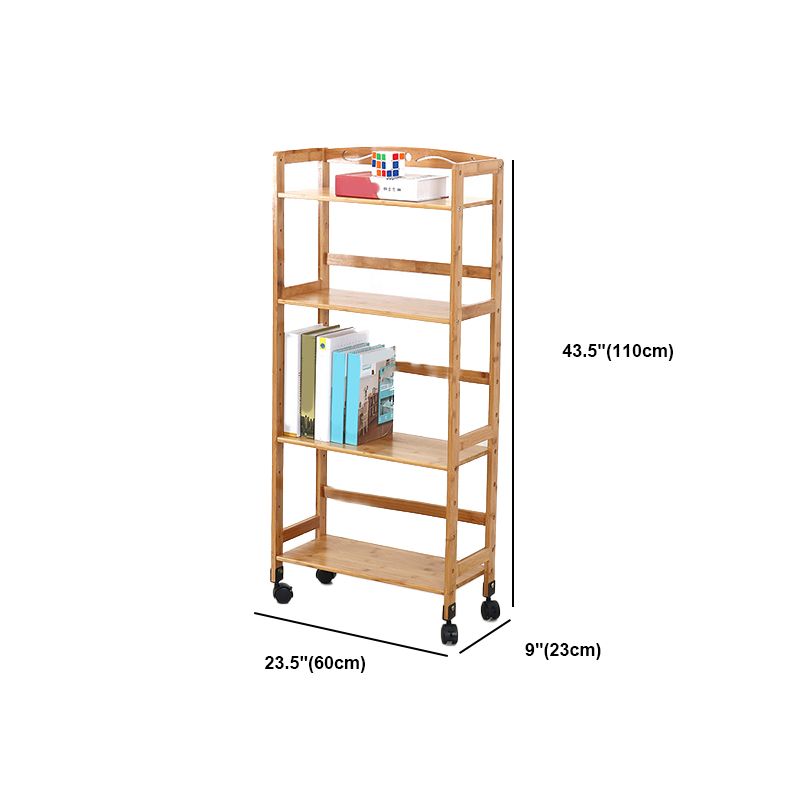 Wooden Bamboo Bookcase 9" Wide with Rectangular Shelves Bookshelf for Study Room