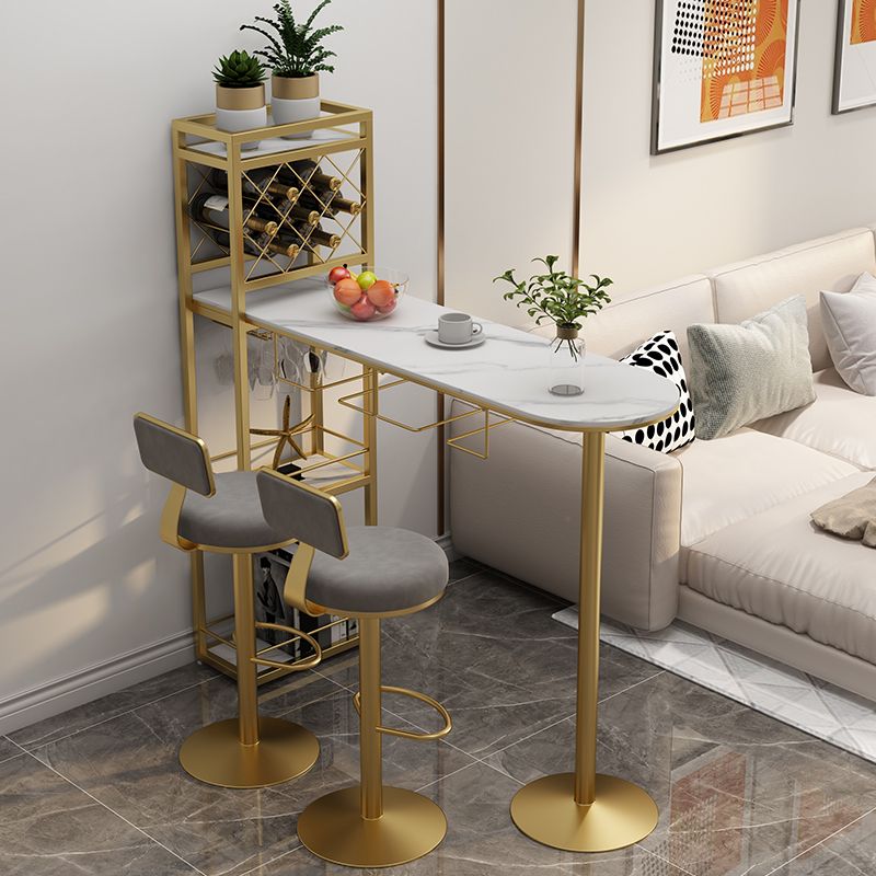 Modern 1/3 Pieces Bar Table Set Stone Counter Table with Rotatable Stools for Living Room Clearhalo 'Bar Furniture' 'furn' 'furn_home_bar_bar_sets' 'Furniture' 'Home Bars & Bar Sets' 'home_bar_bar_sets' 'Kitchen & Dining Furniture' 1200x1200_0e319798-1dc2-4632-80fc-e037ccbab0ab