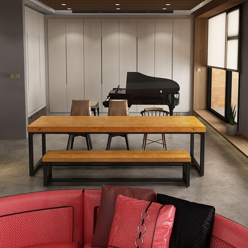 Banc de banc en bois massif de 11,8 "de largeur en bois de salle à manger naturelle avec des jambes en métal