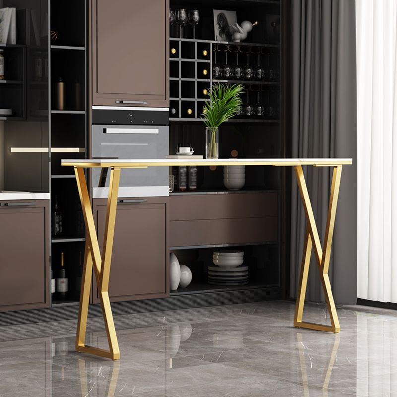 Tavolo da bar in pietra in stile glam a doppio piedistallo tavolo da pranzo per interno