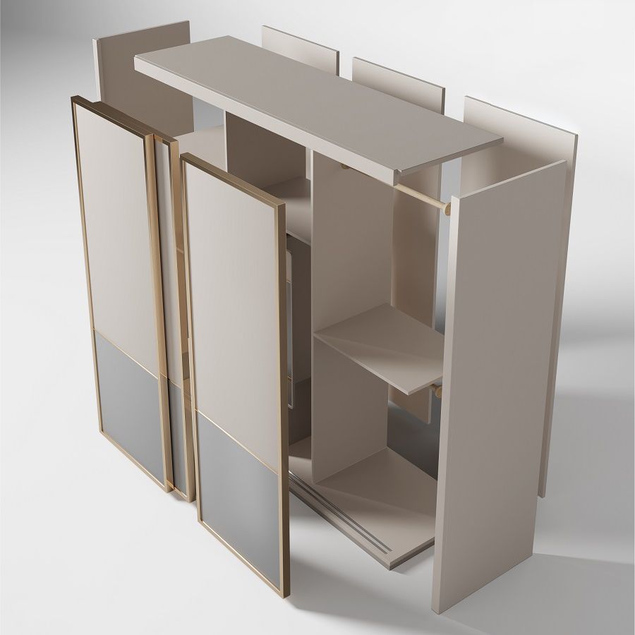 Guardaroba in legno ingegnerizzato armadio moderno in stile moderno con specchio