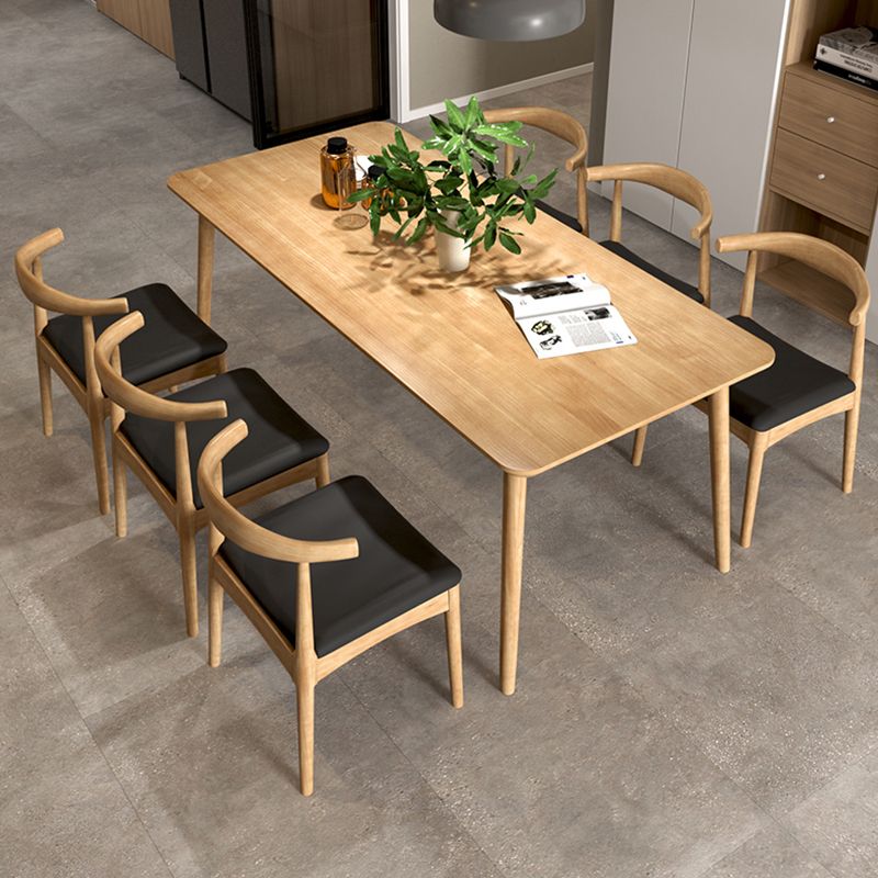 Rectangle 4 Legs Contemporary Dining Table Wood Color Fixed Table of Solid Wood Clearhalo ' dining_table' 'Dining Tables & Seating' 'Dining Tables' 'furn' 'furn_dining_table' 'Furniture' 'furniture_dining_table' 'Kitchen & Dining Furniture' 'kitchen&dining_furn' 'kitchen' 'kitchen_dining_table' 1200x1200_0e3310f8-4e7a-4f8b-8d44-64f8d8d940bb