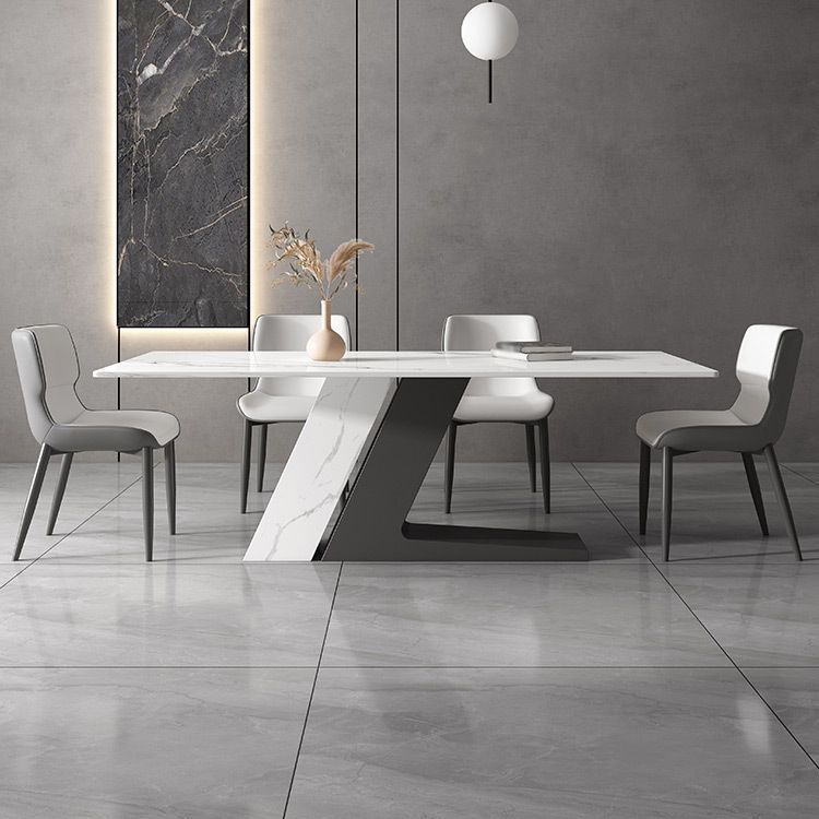 Modern Sintered Stone Top Dining Set Rectangle 1/2/5/7 Pieces Dining Table Set Clearhalo 'Dining Room Sets' 'Dining Tables & Seating' 'dining_room_set' 'furn' 'furn_dining_room_set' 'Furniture' 'Kitchen & Dining Furniture' 1200x1200_0e34c2ea-ff26-48de-b763-c7f4d1cf308d