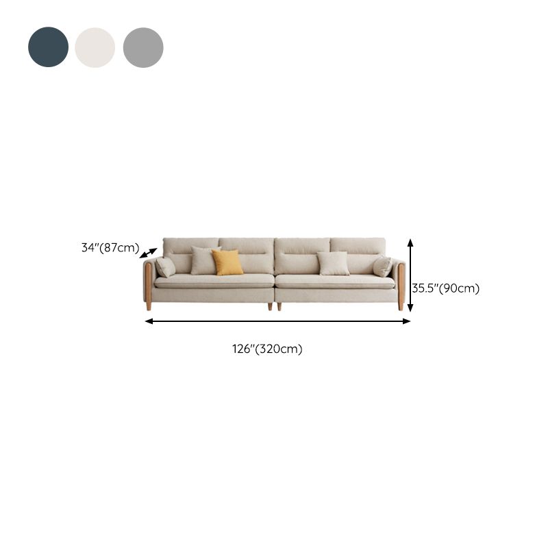 Sofa de tissu contemporain du bras carré en bois massif pour salon