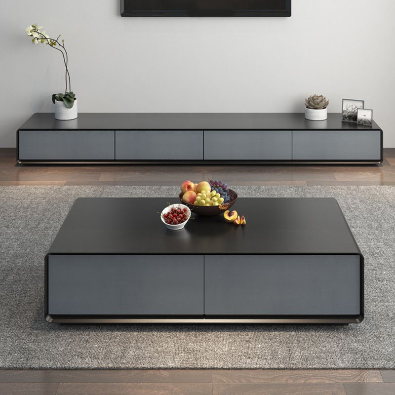 Moderne stijl rechthoekige houten tafel abstracte basis salontafel