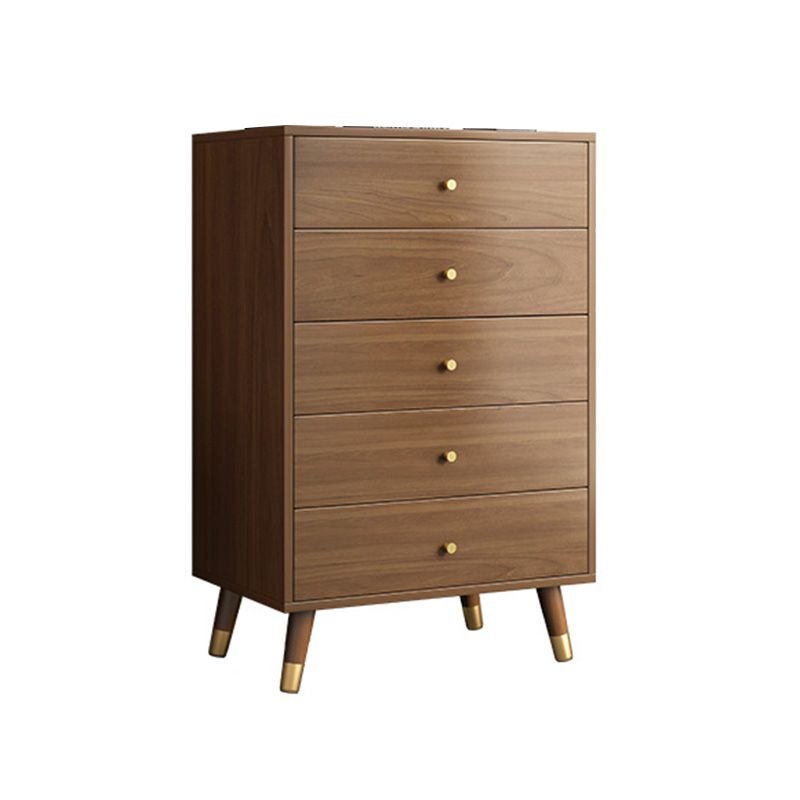 Coffre brun du milieu du siècle avec des tiroirs et des jambes droites 23,62 "de long