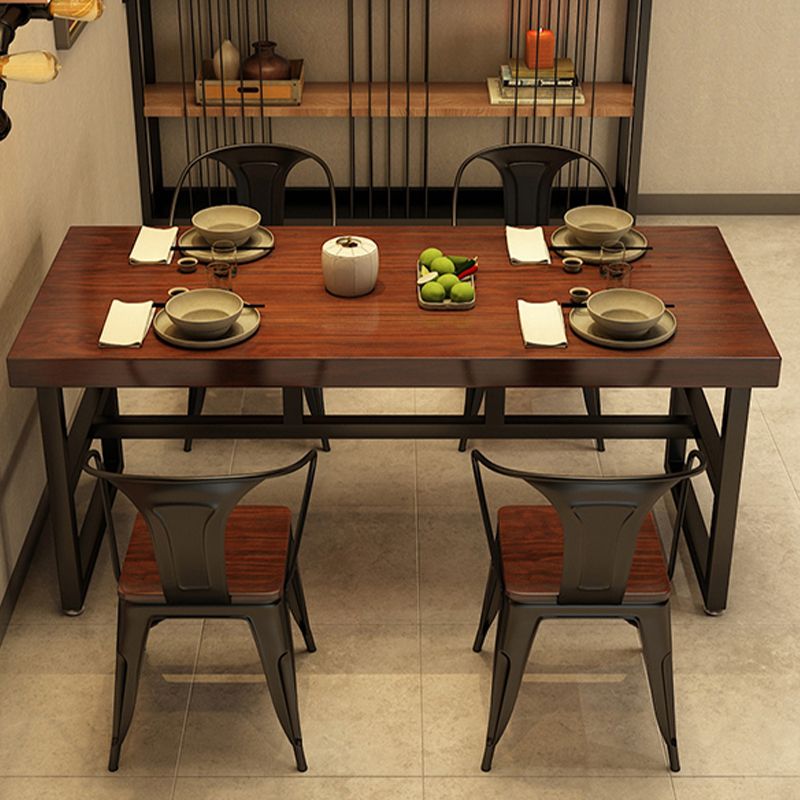 Solid Wood Industrial Dining Table Brown Dinette Table with Metal Frame Clearhalo 'Dining Tables & Seating' 'Dining Tables' 'dining_table' 'furn' 'furn_dining_table' 'Furniture' 'Kitchen & Dining Furniture' 1200x1200_0e3a5496-e15d-42f7-b940-624663bc8582