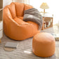 Modern Sewn Pillow Back Chair Faux Leather Sloped Arms Chair