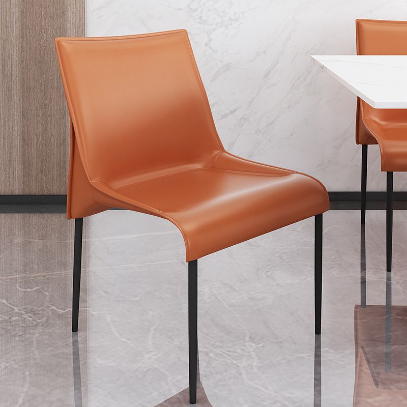 Contemporary Side Chair Leather Armless Dining Chair for Dining Room