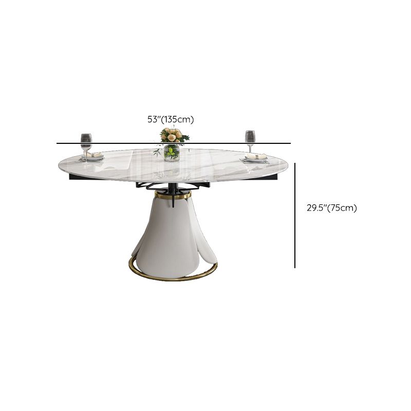 Glossy White Stone Dinette Table with Pedestal Modern Dining Table for Home Clearhalo 'Dining Tables & Seating' 'Dining Tables' 'dining_table' 'furn' 'furn_dining_table' 'Furniture' 'Kitchen & Dining Furniture' 1200x1200_0e3d7870-da96-42ab-b6ab-a302e3c896b7