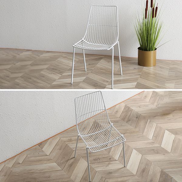 Contemporary Faux Leather Slat Back Side Chair in Matte Finish for Indoor