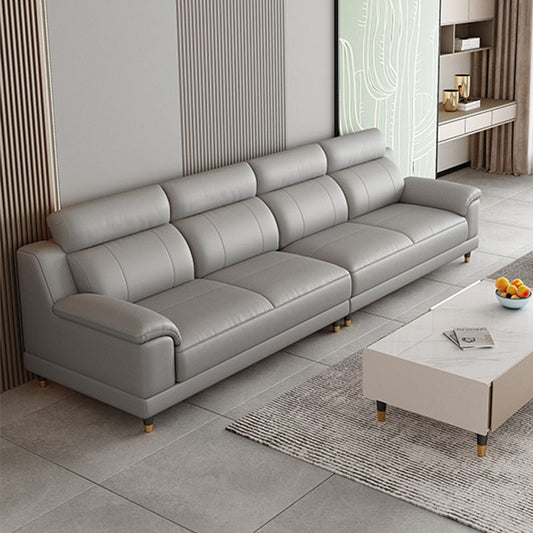 Light-grey Contemporary Sofa Genuine Leather Living Room Sofa & Chaise Clearhalo 'furn' 'furn_sectionals' 'Furniture' 'Living Room Furniture' 'Sectionals' 1200x1200_0e3e960b-9064-433d-8a06-d7dacfd144ea