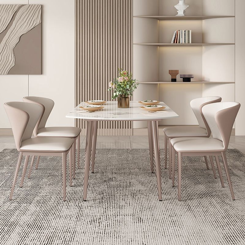 Set da pranzo in pietra sinterizzato 1/5/7 pezzi con mobili da cucina a base di metallo