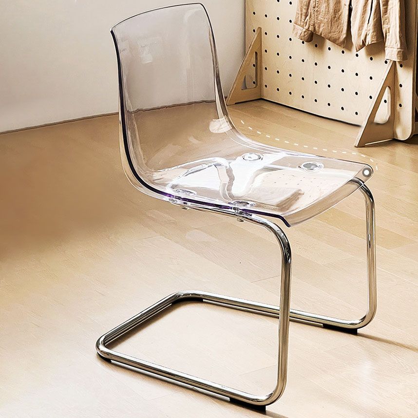 Acrylic Dining Armchair Contemporary Side Chair with Silver Base