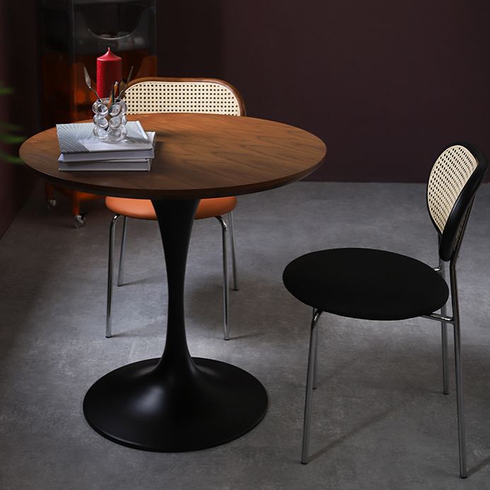 Modern Round Wood Tabletop Metal Tulip Base Dining Table for Dining Room