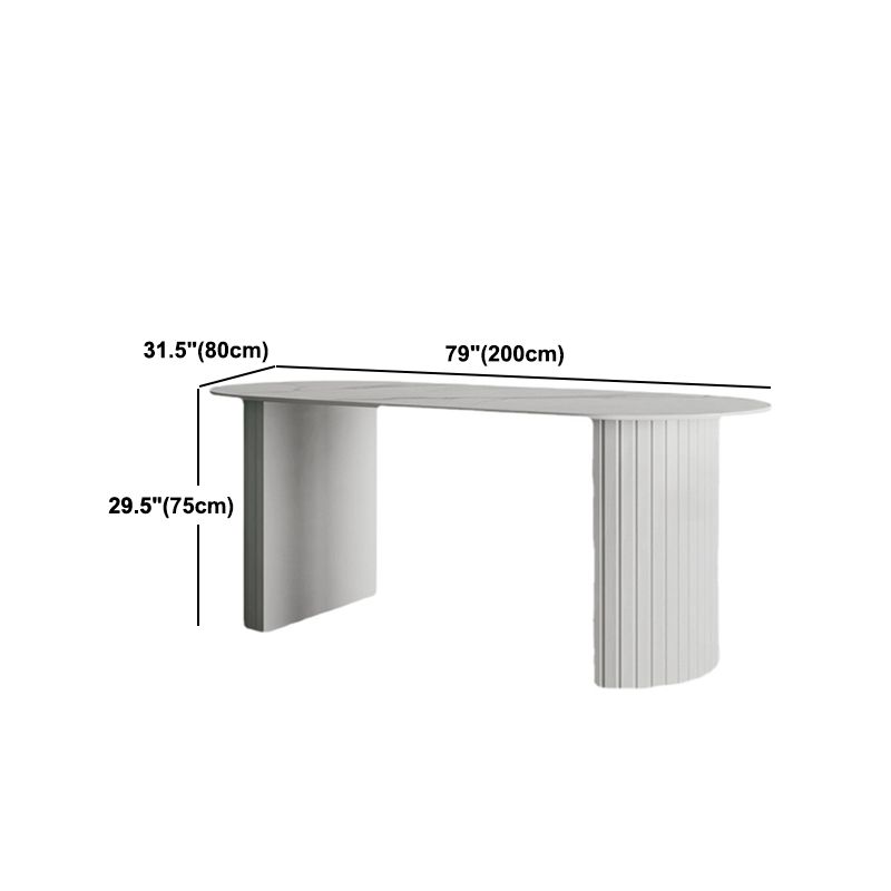 Sintered Stone Dining Table Modern White Furniture with Double Pedestal for Office Clearhalo 'Dining Tables & Seating' 'Dining Tables' 'dining_table' 'furn' 'furn_dining_table' 'Furniture' 'Kitchen & Dining Furniture' 1200x1200_0e3fbbe2-17d6-42af-8d1d-4558cdfa32b6