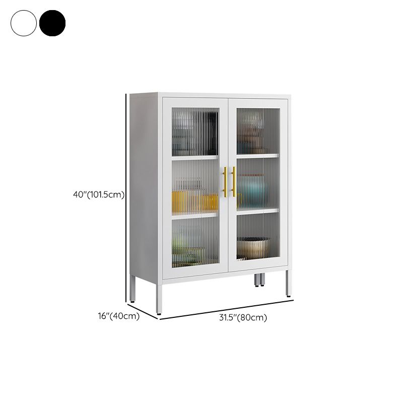 Contemporary Dining Server with Glass Doors Metal Buffet Server Clearhalo 'buffet_sideboard' 'Buffets & Sideboards' 'furn' 'furn_buffet_sideboard' 'Furniture' 'Kitchen & Dining Furniture' 1200x1200_0e404a60-317b-431f-b8e0-67da91d30cff