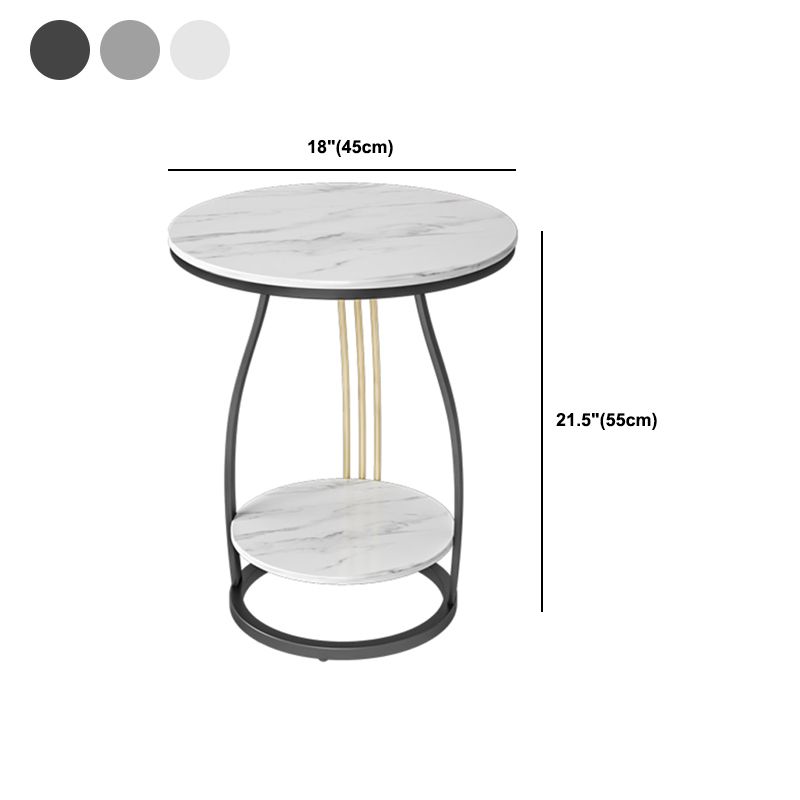 Modernistic Metal Frame End Table Round End Table with Slate Top