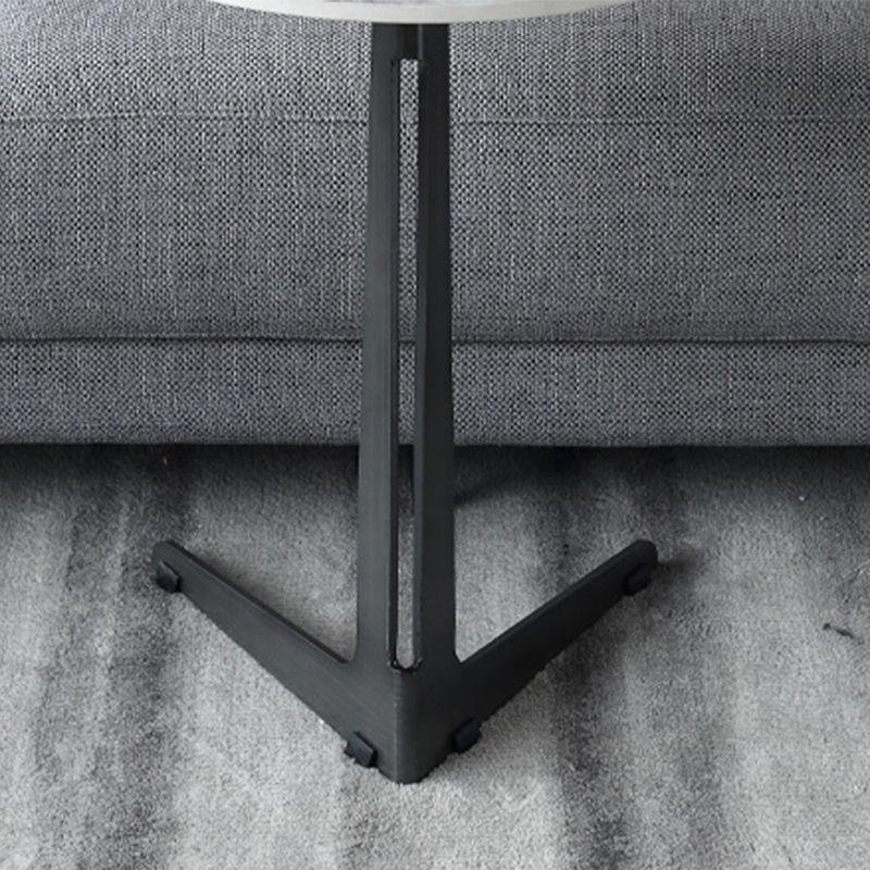 1 enkele ronde voetstuk Slate salontafel voor woonkamer met stalen benen