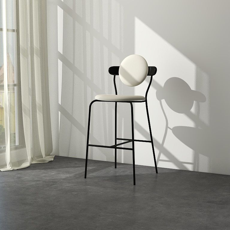 Tabourets de bar blanc rembourrés avec cadre noir tabouret intérieur contemporain