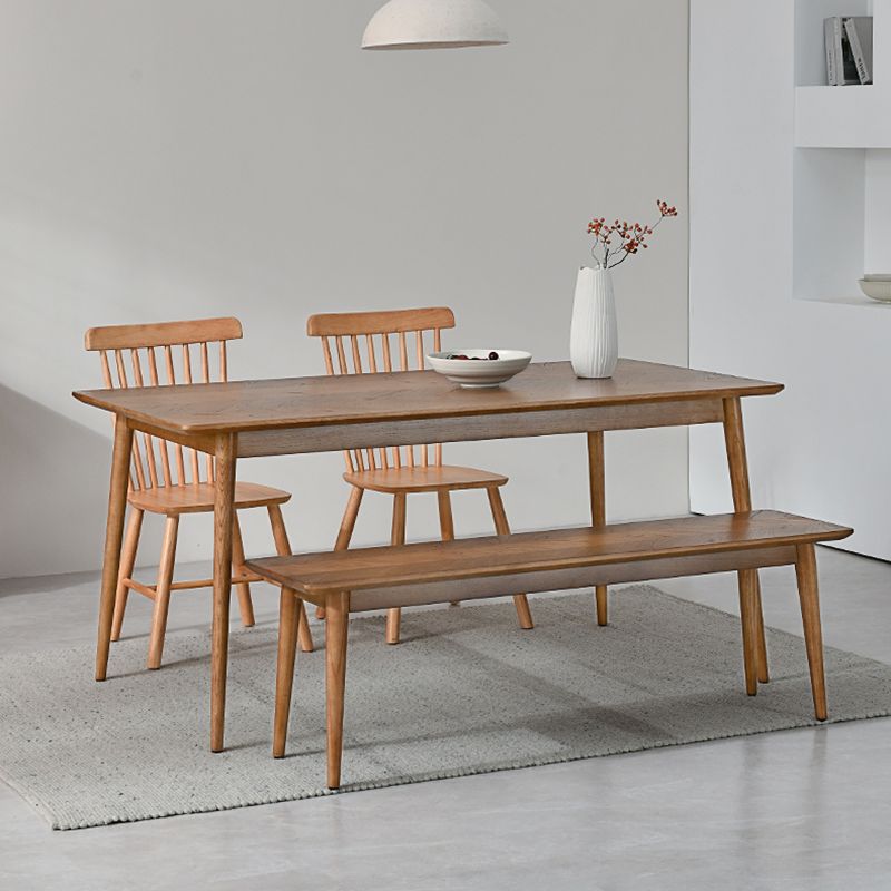 Moderne eetgelegenheid 1/4 PCS Massief houten eettafel en stoelen met bank