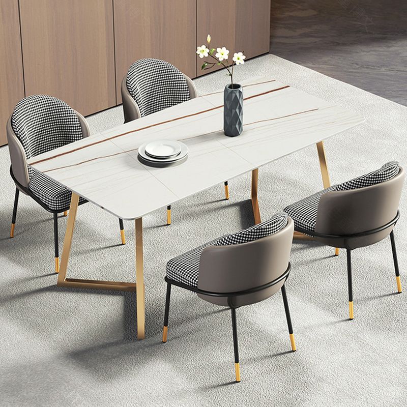 Modern White with Marble Counter Table Rectangle Dining Table for Kitchen Clearhalo 'Dining Tables & Seating' 'Dining Tables' 'dining_table' 'furn' 'furn_dining_table' 'Furniture' 'Kitchen & Dining Furniture' 1200x1200_0e44f2af-99bf-436c-bfbc-eac29de054d4