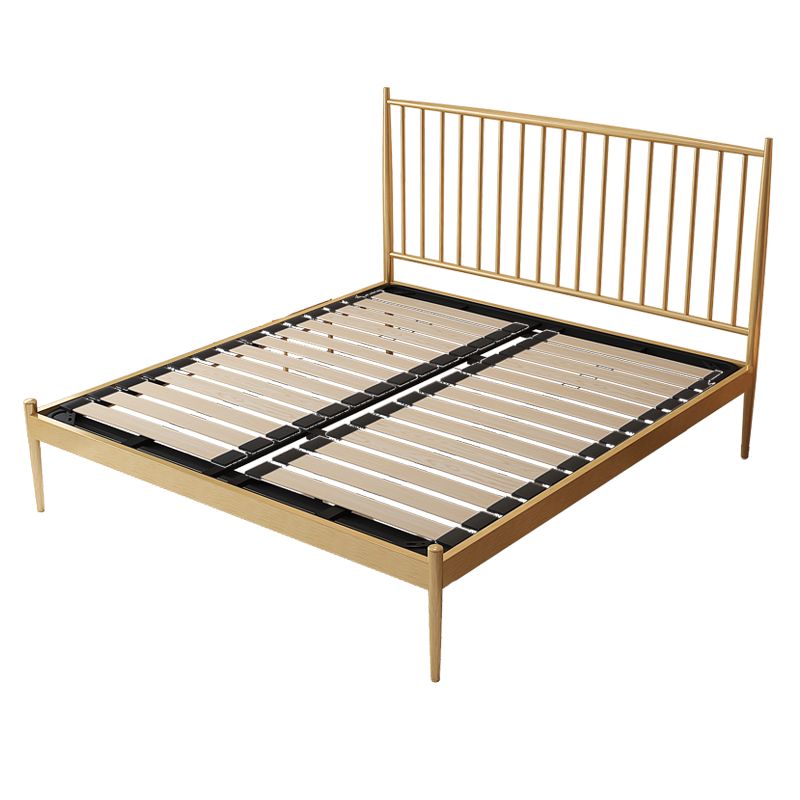 Glam Metal Slat Bed with Headboard Standard Bed with Metal Legs in Gold Clearhalo 'Bedroom Furniture' 'Beds' 'furn' 'furn_beds' 'Furniture' 1200x1200_0e453ffd-62d5-4163-92d2-6ed39652c4af