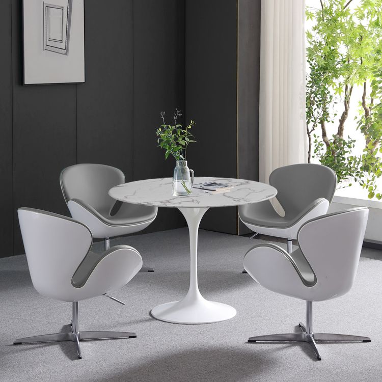 Simplicity Round Dining Table Sintered Stone Table with White Tulip Base for Dining Room Clearhalo ' dining_table' 'Dining Tables & Seating' 'Dining Tables' 'furn' 'furn_dining_table' 'Furniture' 'furniture_dining_table' 'Kitchen & Dining Furniture' 'kitchen&dining_furn' 'kitchen' 'kitchen_dining_table' 1200x1200_0e45734d-37d8-4394-84c0-e0cc5a78af85
