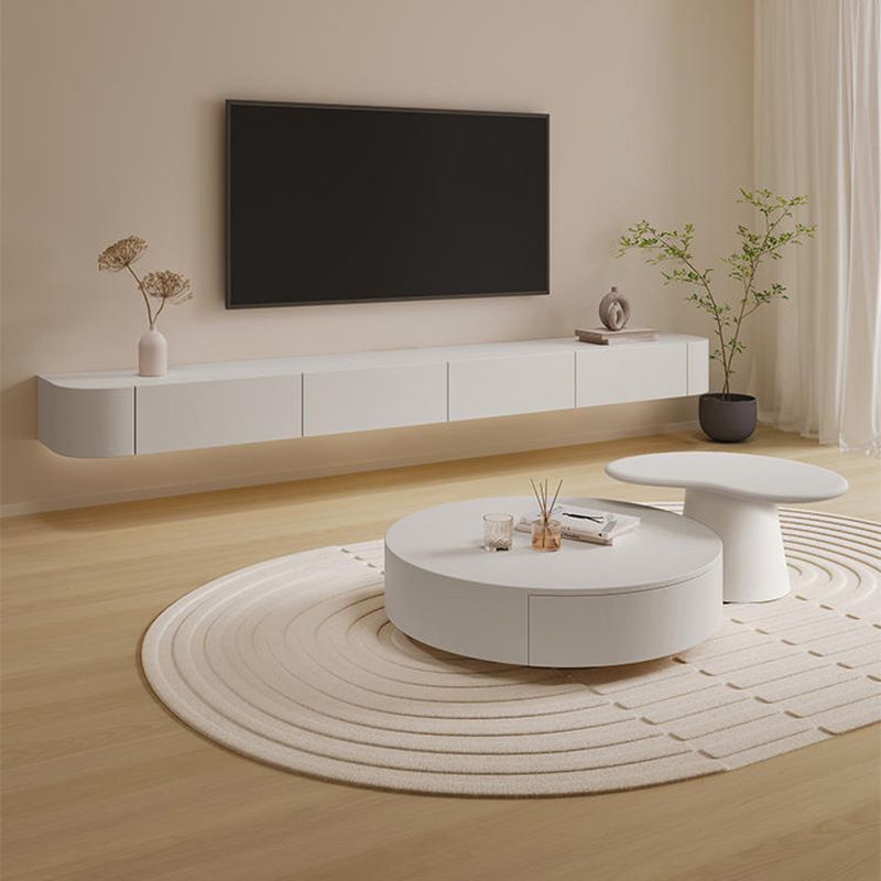 2つの引き出しを備えたモダンなテレビコンソールの壁に取り付けられたテレビメディアコンソール