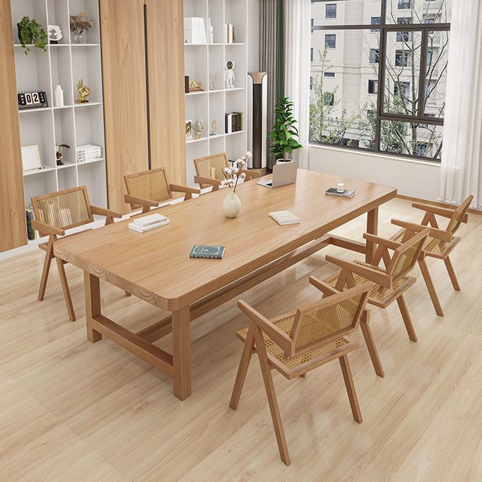 Rectangle Trestle Base Dining Table Modern Wood Table for Kitchen Clearhalo 'Dining Tables & Seating' 'Dining Tables' 'dining_table' 'furn' 'furn_dining_table' 'Furniture' 'Kitchen & Dining Furniture' 1200x1200_0e462d8b-1031-43c4-bf37-815486cfcf2e