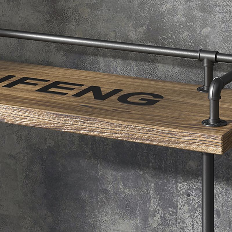 Industrial Wood Pub Table with Rectangle Table Top Black Trestle Table - 42" H Clearhalo 'Bar Furniture' 'Bar Tables' 'bar_tables' 'furn' 'furn_bar_tables' 'Furniture' 'furniture_bar_tables' 'Kitchen & Dining Furniture' 1200x1200_0e463061-0025-4914-86e8-c74ed8945779