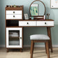 Set di vanità in legno con sgabelli e specchio 4 cassetti comò moderno stile