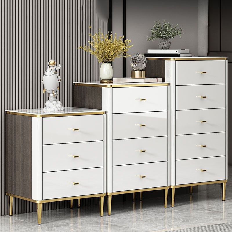 Glam Stone Slaapkamer Opbergkast Wit / grijze verticale borst met laden