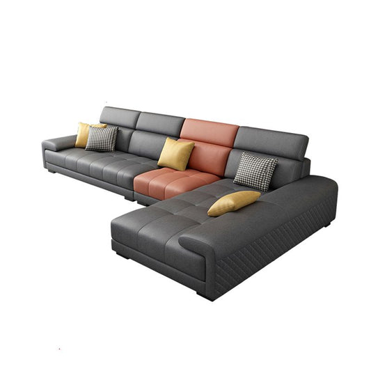 39,37 "H divano braccio top -cuscino in pelle finta e chaise per soggiorno