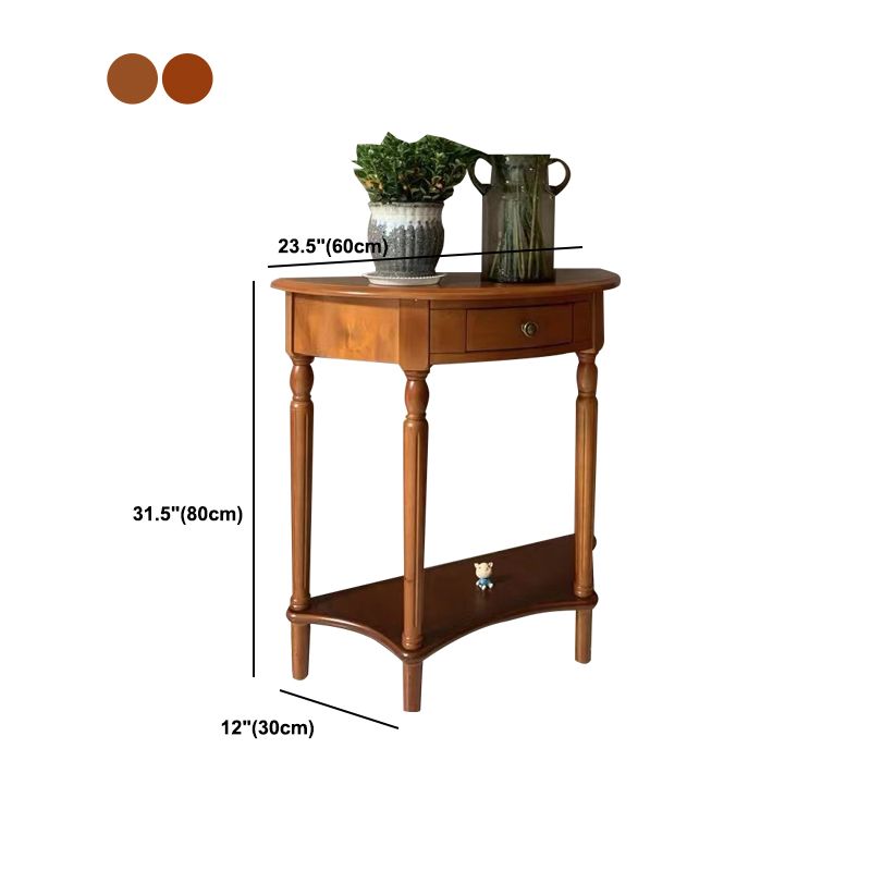 Tavolo da console in legno gommoso Tavolo accento in legno con cassetto e scaffale